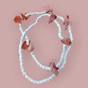 Chic White and Pink Shell Necklace